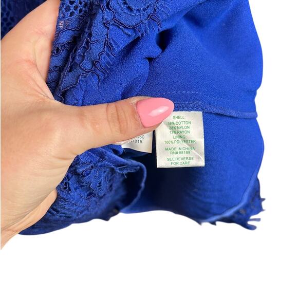NWT Lilly Pulitzer Denise Cobalt Blue Lace Flare Sleeve Romper Size 16 - Picture 7 of 7